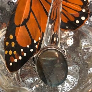 Sterling Silver Huge Labradorite Ring